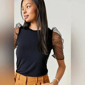 Jun & Ivy clip dot puff sleeve medium